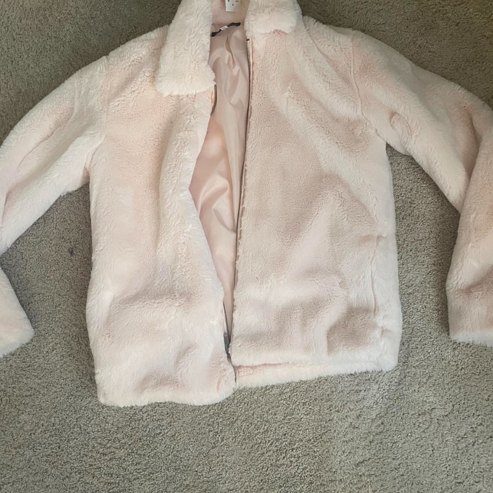 Kendall & Kylie Blush Faux Fur Jacket